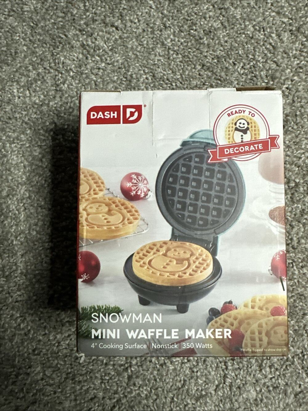 NEW Dash Mini Waffle Maker Christmas Snowman Electric Nonstick